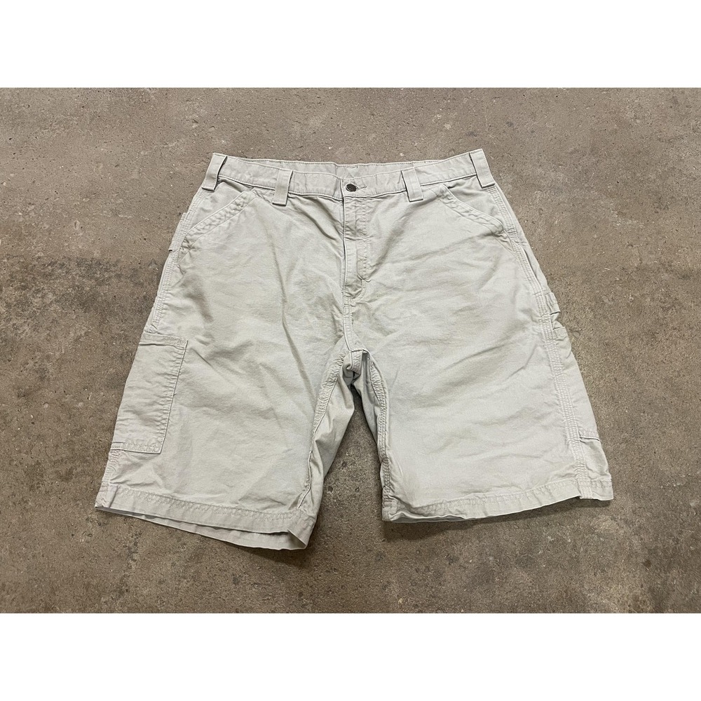 Carhartt Shorts Mens‎ 36 Beige B147 Original Fit Canvas Carpenter Work Utility